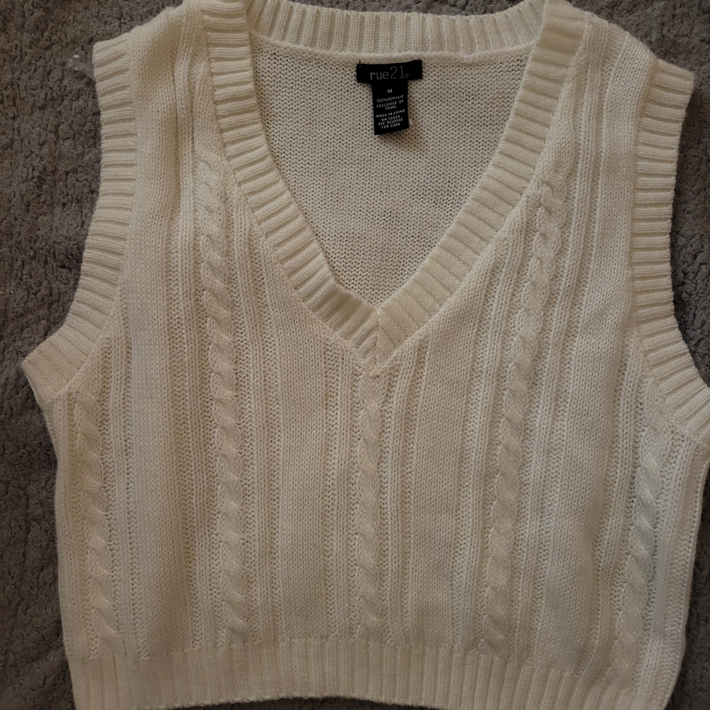 White Cable Knit Sweater Vest